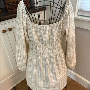 Wayf Beige Checkered Dress